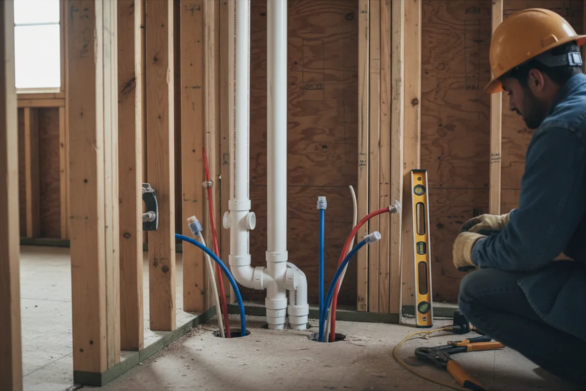 Drain and supply rough-in during Drain Cleaning in Morgantown